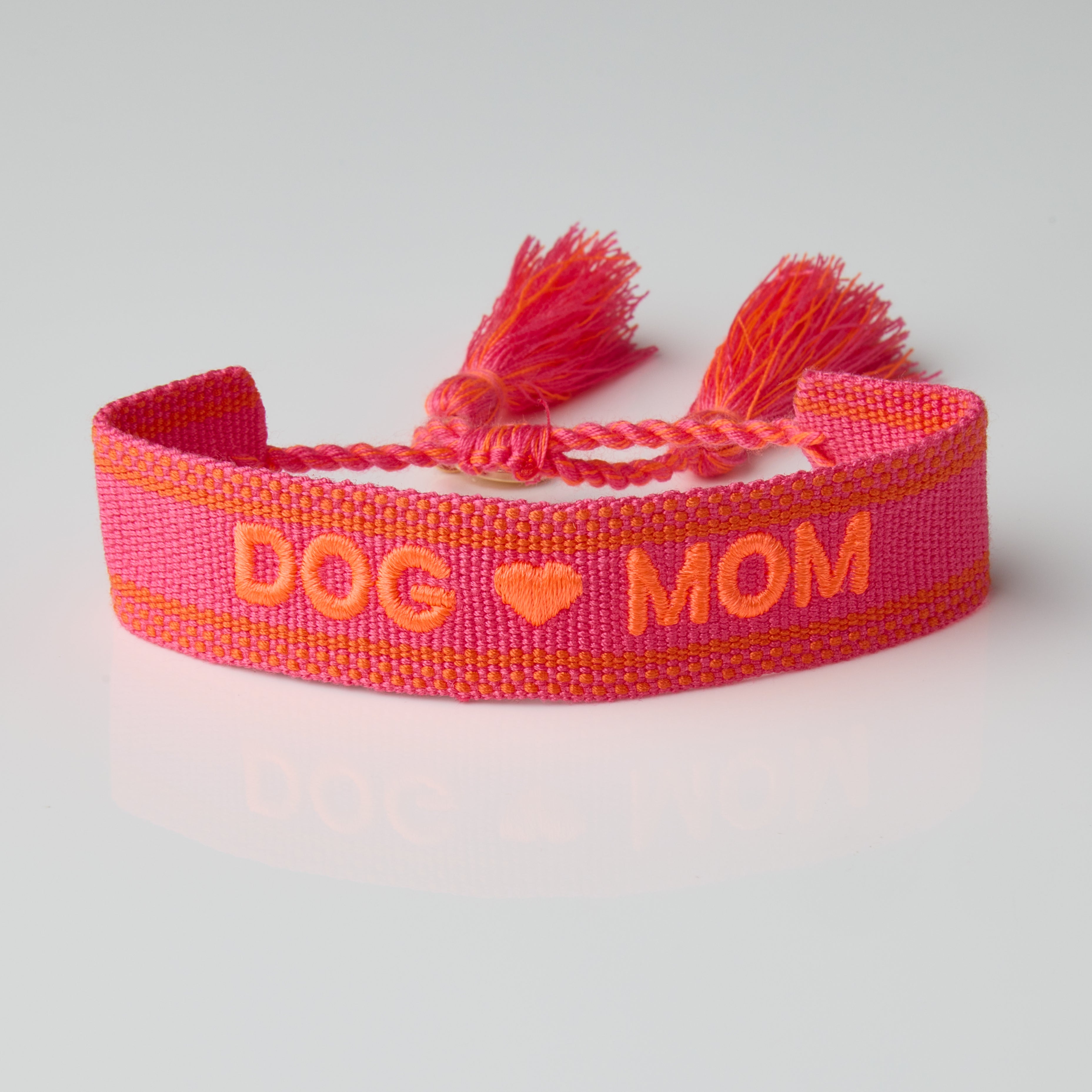 "Dog Mom" Stoffarmband Neon Pink