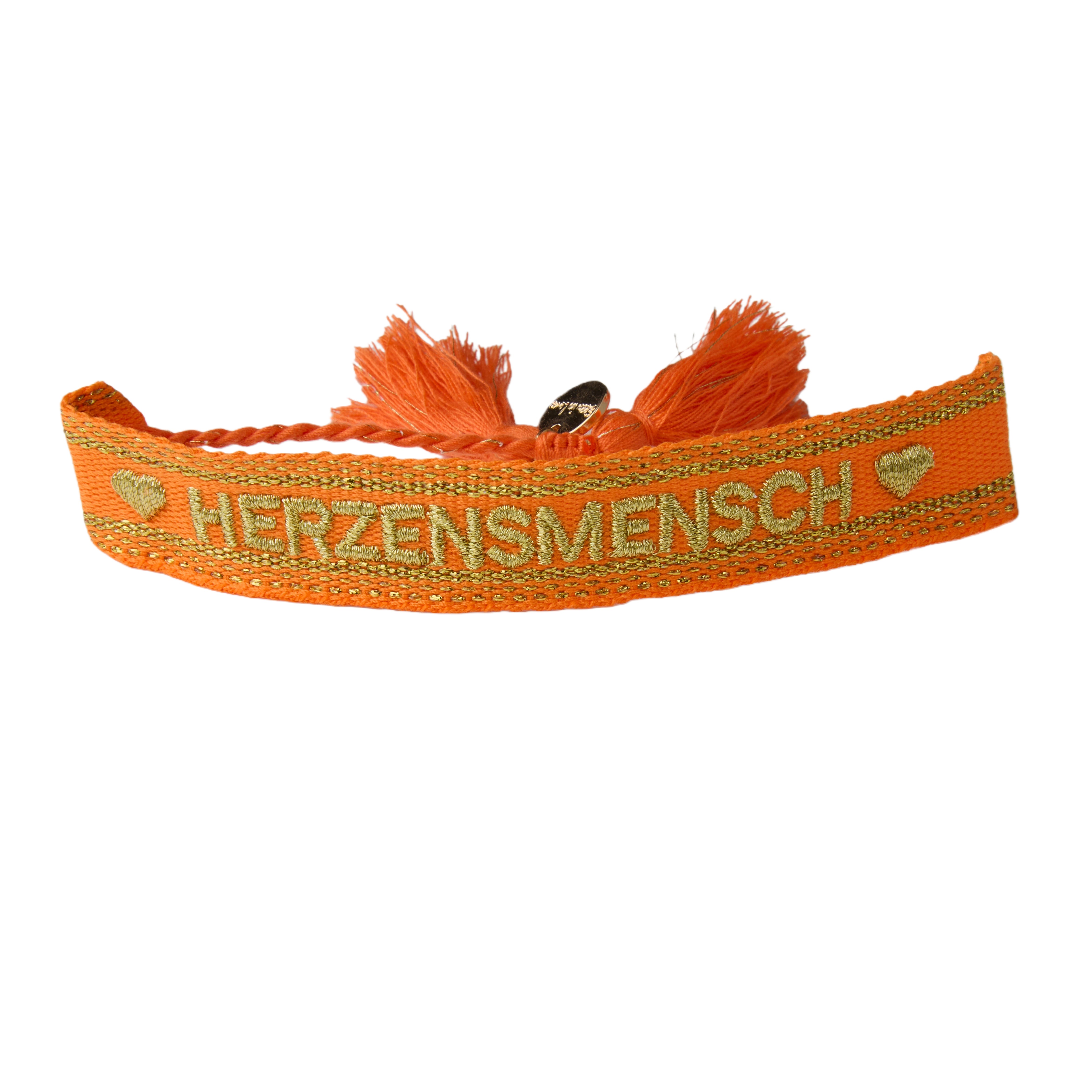 "Herzensmensch" Stoffarmband Orange