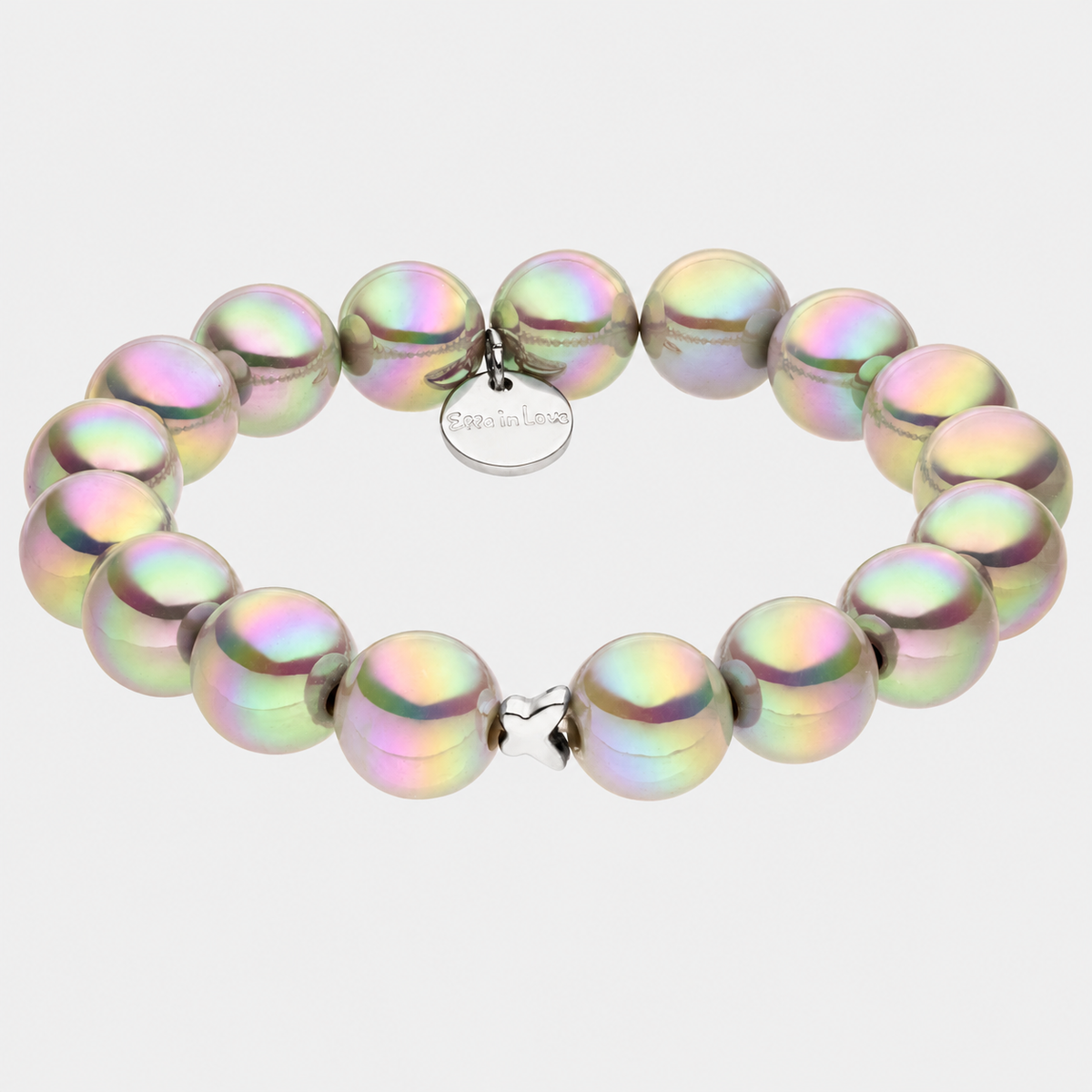 Perlenarmband Hellgrau mit 3D Intensiv Glow Effekt – grauer Hintergrund