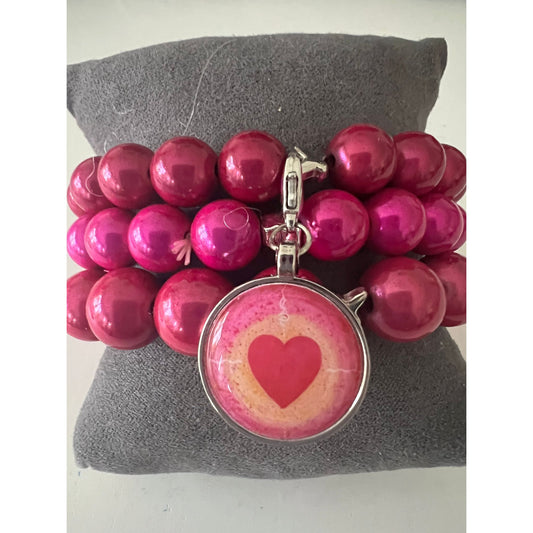 Pink Cosmos & Liebessegen – Dreier-Kombi Perlenarmband-Set